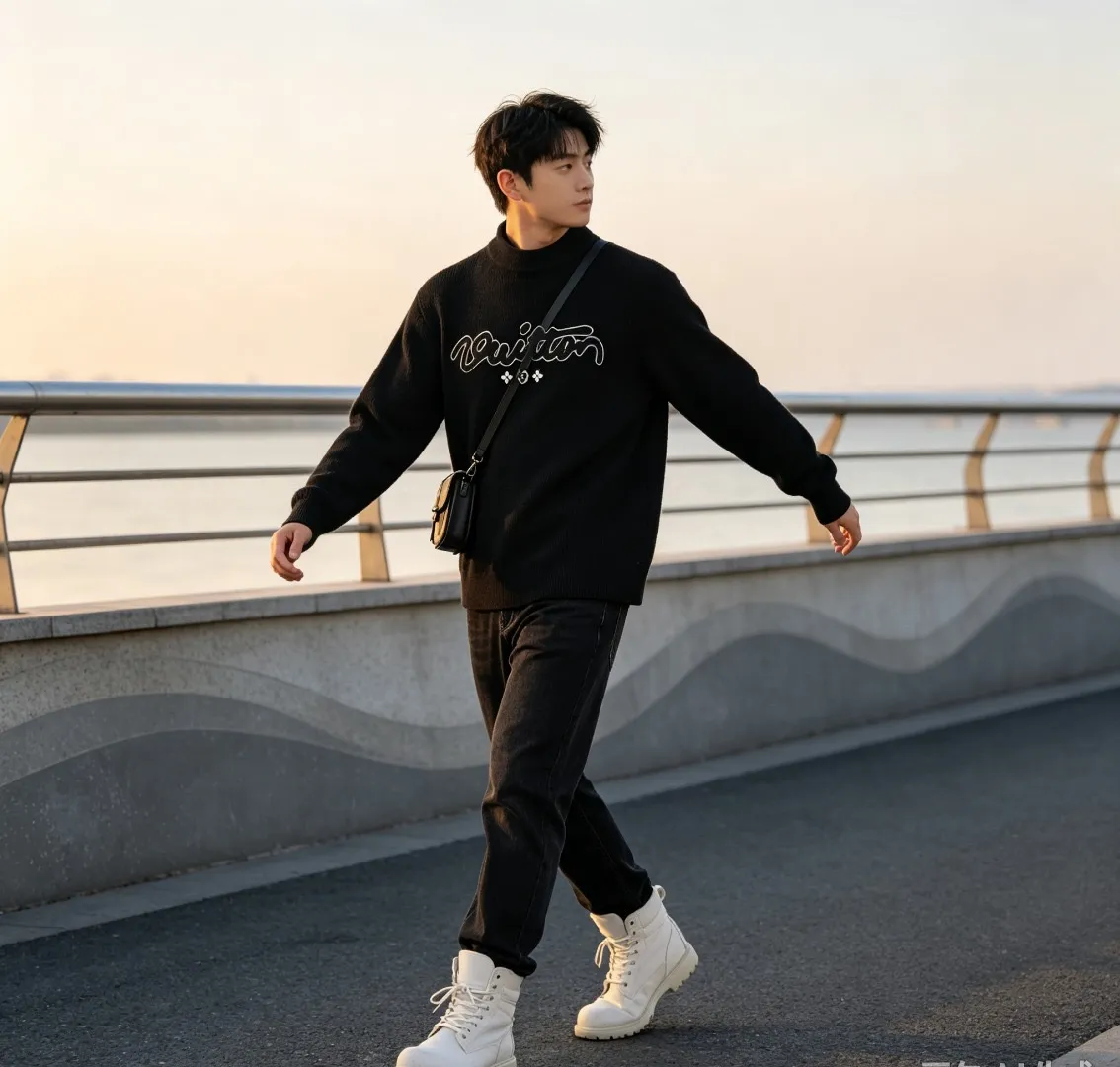 Louis Vuitton/Louis Vuitton signature flocked letter crew neck sweater